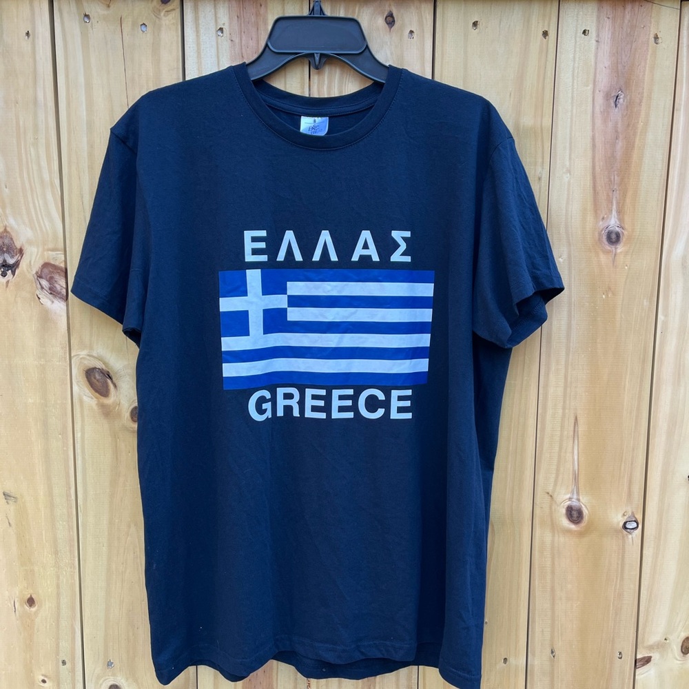 Greece Flag Black T-Shirt
